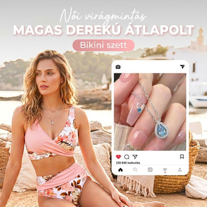🌸(S-XL) Női virágmintás magas derekú bikini szett