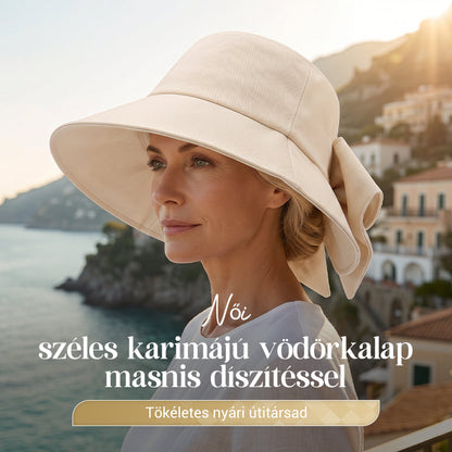 👒Széles karimájú, masnis napvédő kalap nőknek☀️
