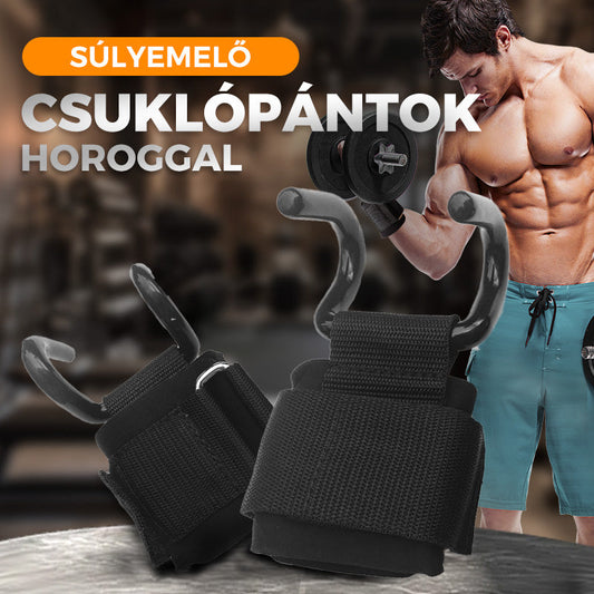 💪Nehéz emelőpántok csuklókampóval - Erőnléti edzéshez és derékizom-gyakorlatokhoz