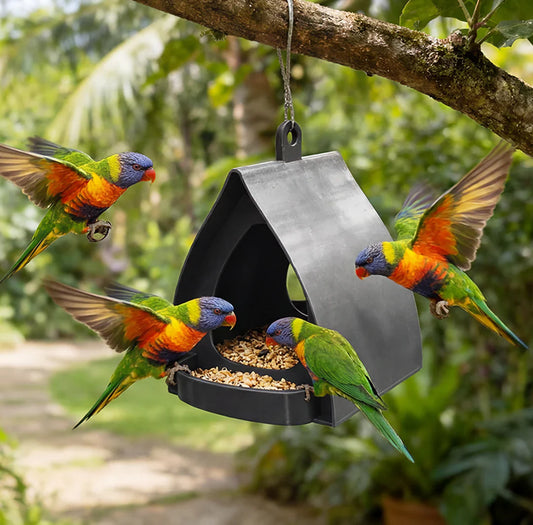 🐦 Függő madáretető kerti tetővel  | Időjárásálló, könnyen feltölthető és tisztítható