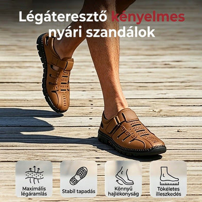 👞 (EU 38–44) Divatos férfi bőrszandál – légáteresztő és kényelmes viselet