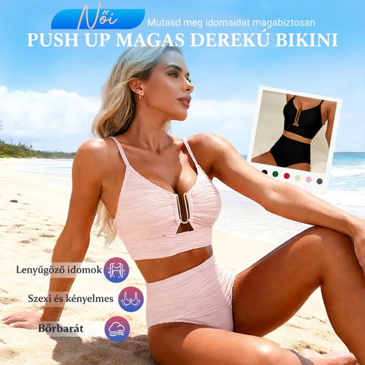 🌞 Női fürdőruha magas derékkal és szegélyekkel