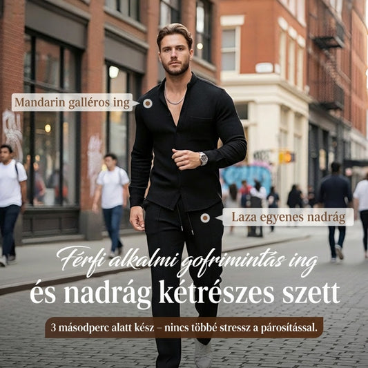 💥Férfi Casual 2 Részes Szett: Waffles Pulóver + Nadrág