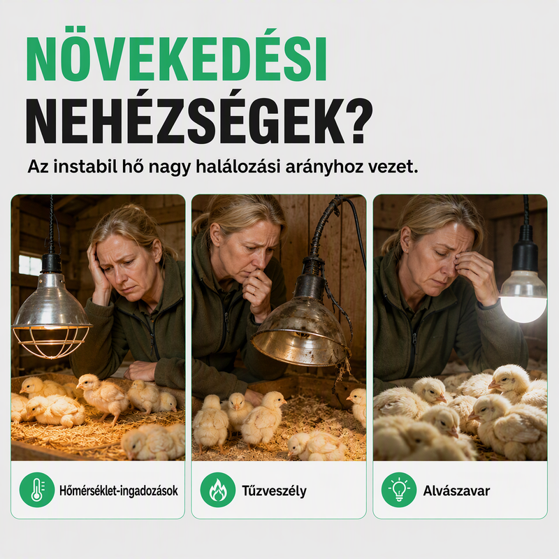 🐣🌡️ Intelligens hőmérséklet-szabályozású keltetőmelegítő – Stabil hő a kiscsibék és fiókák számára