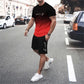 👕🩳Férfi színátmenetes póló és rövidnadrág szett