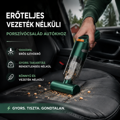 🔋 Nagy teljesítményű autóporszívó – vezeték nélküli és nagy szívóteljesítményű