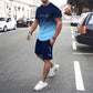 👕🩳Férfi színátmenetes póló és rövidnadrág szett