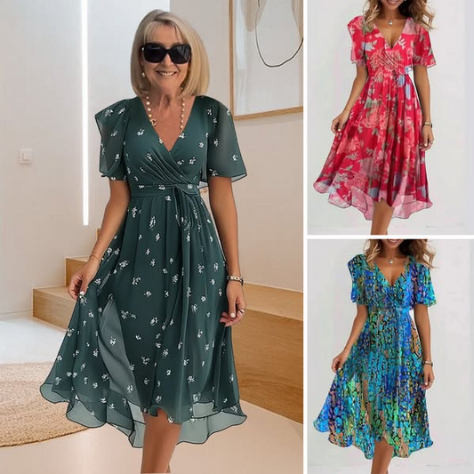 🌺Temperamentum sifon virágos virágos derék hosszú szoknya