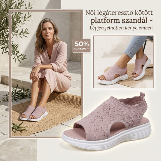 ☁️ Női légáteresztő kötött platform szandál - Lépjen felhőtlen kényelemben