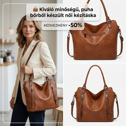 👜 Kiváló minőségű, puha bőrből készült női kézitáska – nagy űrtartalmú kivitel