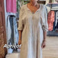 👗Női pamut V-nyakú egyszínű egyszínű fél ujjú hosszú ruha