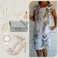 🌻Trópusi érzések👗Női nyakkivágású, botanikus mintás pamut designer ruha