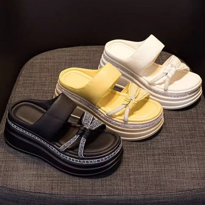 👡Női strasszos, vastag talpú, felcsúszós szandál