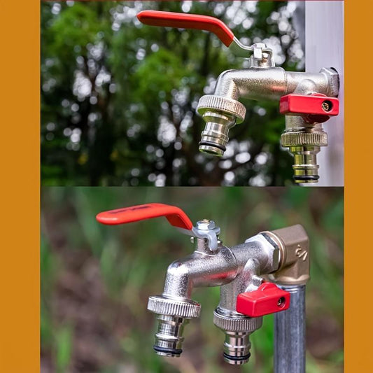 🚰 Univerzális rozsdamentes acélból készült dupla kimeneti kerti vízcsaptelep