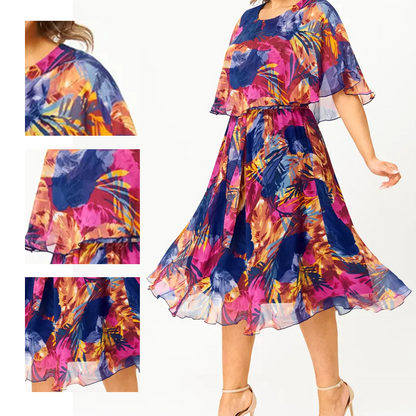 👗Elegáns virágos nyomtatott fél ujjú ruha