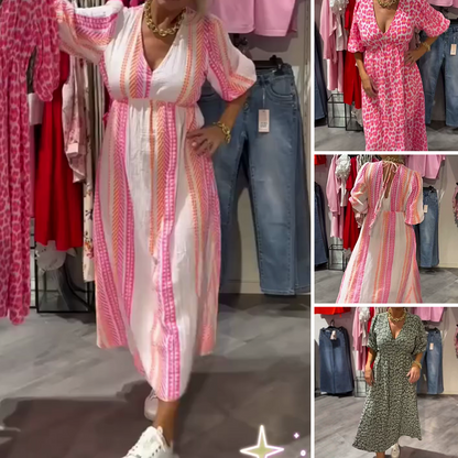 🌸Női V-nyakú nyomtatott Boho ruha💃