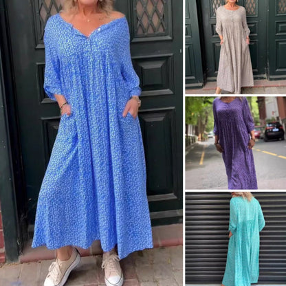 🤩Női ruha gombos rögzítéssel, 3/4-es ujjakkal és pöttyös mintával