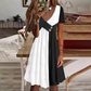 💖Női elegáns patchwork V-nyakú ruha