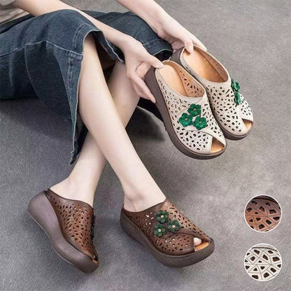 Női üreges ki Platform Slip-On Wedge szandálok