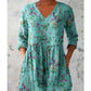 Női alkalmi V-nyakú nyomtatott ruha