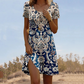 Női nyomtatott, kerek nyakú, rövid ujjú ruha