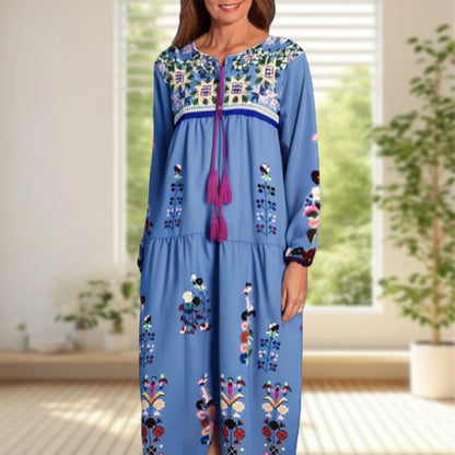 Bohém nyomtatott rojtos maxiruha