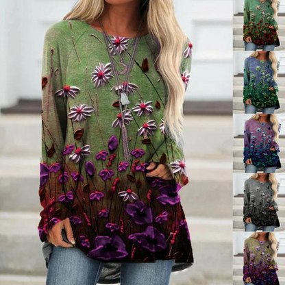 Női nyomtatott hosszú ujjú felső