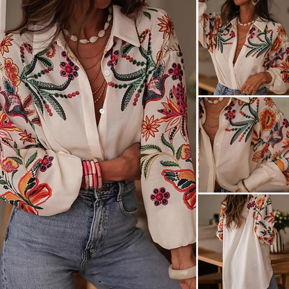 Női virágmintás galléros ing