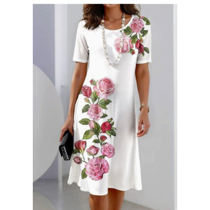 Női alkalmi nyomtatott rövid ujjú ruha