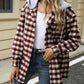 Női kapucnis kockás egyrétegű kabát