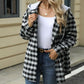 Női kapucnis kockás egyrétegű kabát