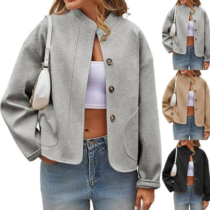 Női alkalmi állógalléros rövid kabát