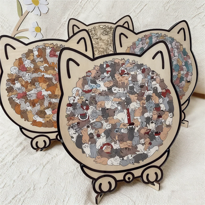 🎁 50% kedvezmény🐱135 darabos macska alakú fa kirakós játék
