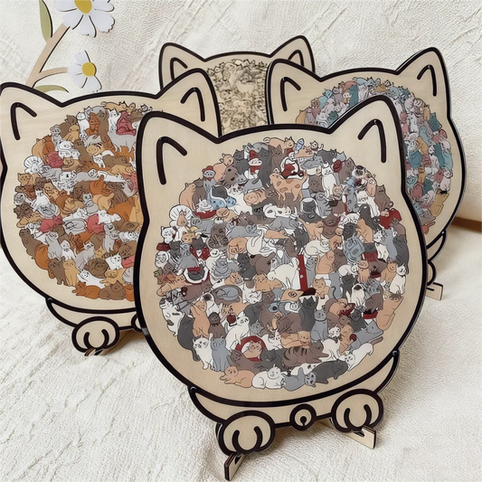 🎁 50% kedvezmény🐱135 darabos macska alakú fa kirakós játék
