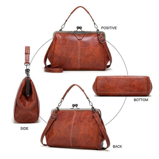👜 Elegáns, retro női kézitáska – valódi bőr/PU anyagból, sokoldalú, divatos