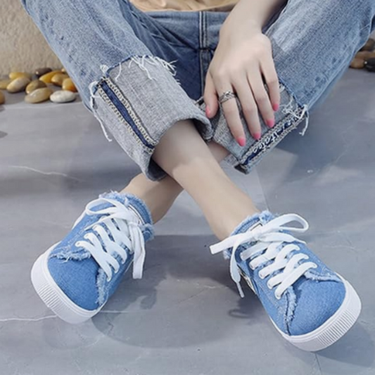 👟Női farmer anyagú slip-on papucs – kényelmes talp és laza stílus