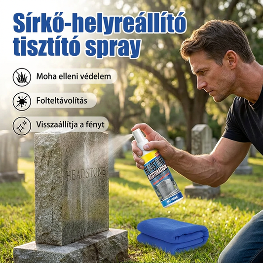 🏛️ Sírtisztító spray – gyors hatású | Gránithoz, márványhoz, kék kőhöz, természetes kőhöz