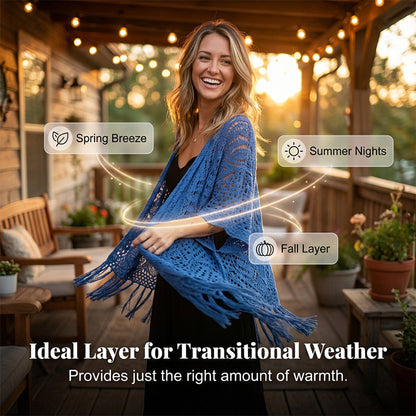 🏖️ Női, elöl nyitható kötött kendő – légáteresztő