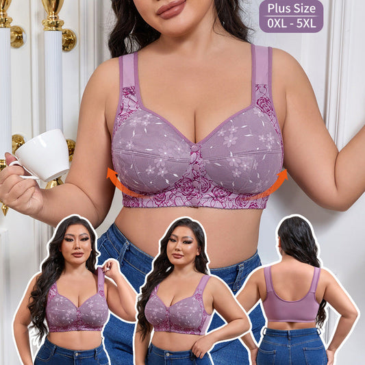 🌸【L-5XL】Elöl Záródó, Kosár Nélküli, Pamutos Nagyméretű Melltartó