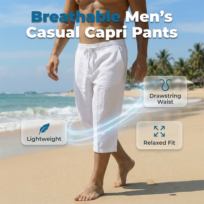 【S-L】👖 Férfi alkalmi capri nadrág, húzózsinórral a derekán