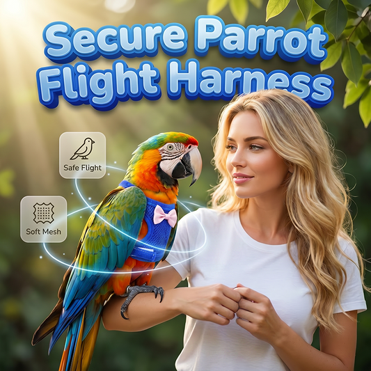 🦜 Papagáj-sétáltató mellény – 2 méteres repülésgátló zsinór