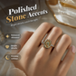 💍 Aranyszínű, ovális kristályos Szűz Mária-gyűrű