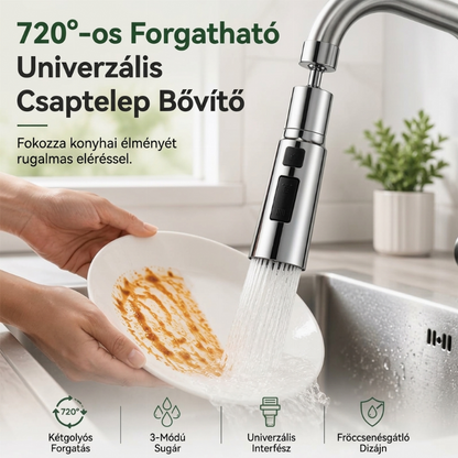 🚰 Forgatható csaptelep-fúvóka – 360°-os elforgatásra képes, így megkönnyíti a mosogatást és a konyha takarítását